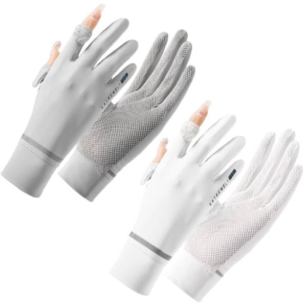 PALAY® 2 Pairs Hand Gloves for Sun Protection, Sun Protection Gloves for Women Bike Riding, UPF 50+ Breathable Summer Hand Glove for Cycling Riding Fishing, Non Slip & Touch Screen (Grey & White) PALAY® 2 Pairs Hand Gloves for Sun Protection, Sun Protection Gloves for Women Bike Riding, UPF 50+ Breathable Summer Hand Glove for Cycling Riding Fishing, Non Slip & Touch Screen (Grey & White)